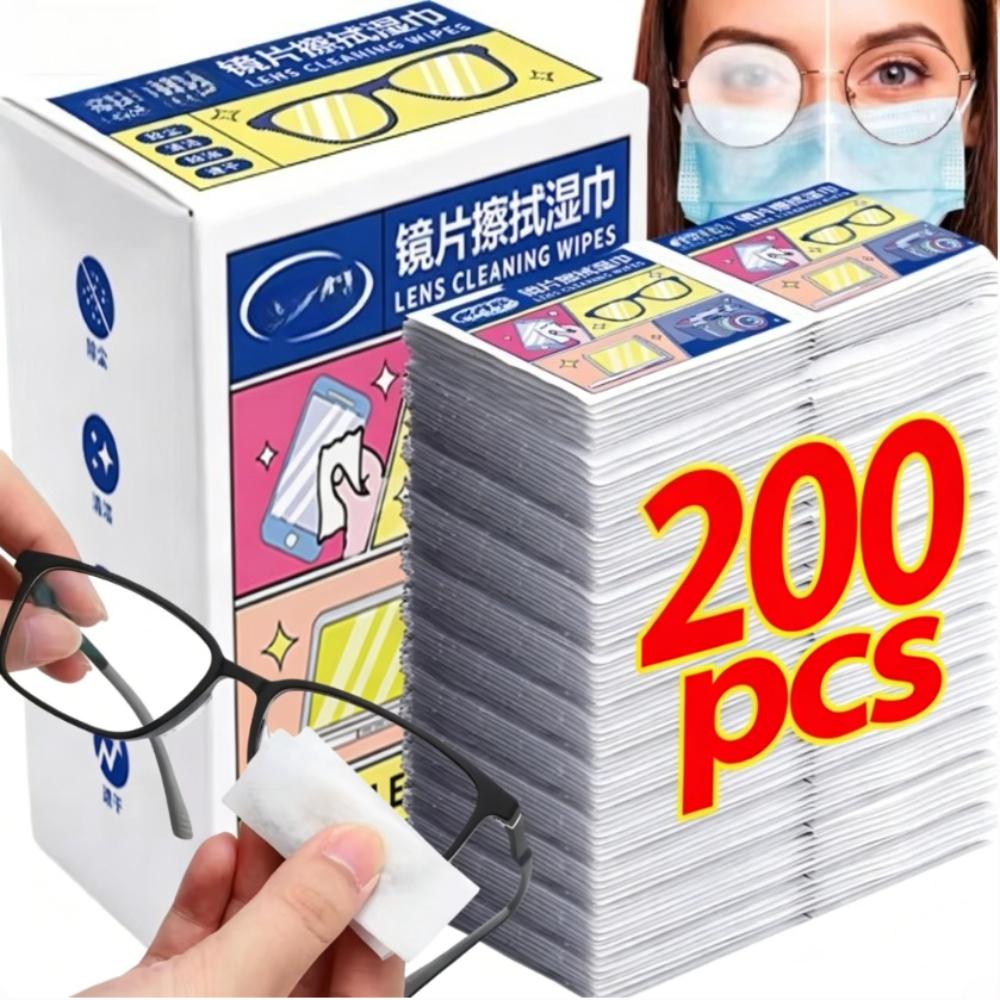 10/200 Pièces Lingettes pour Lunettes Anti-buée Chiffon de Nettoyage d'Écran Accessoires Lingette Alcoolique Tampon Lingettes de Nettoyage pour Lentilles Outils Microfibre
