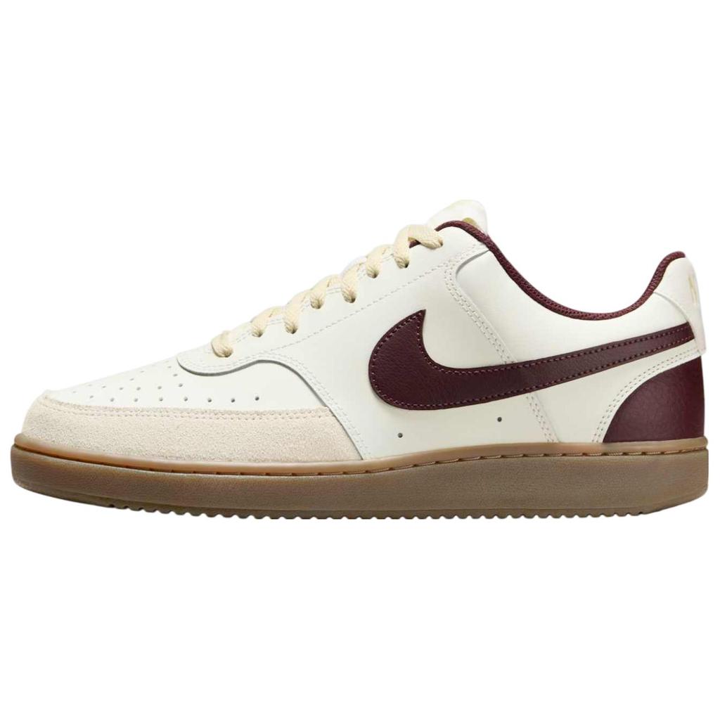 Nike Court Vision Low Burės spalvos, bordo atspalvio vyriški sportbačiai, kreminiai, šviesiai chaki, tamsiai rudos gumos padu HV2530-101