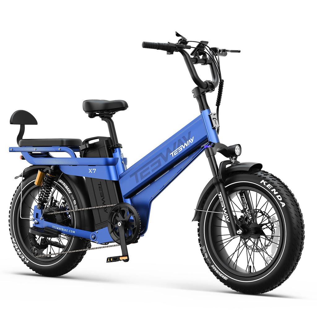 Tesway X7 Pro Electric Bike, Peak 2000W Motor, 52V 60Ah Battery, Range 300km, 20*4.0'' Tires, 7 Speed, Color Display
