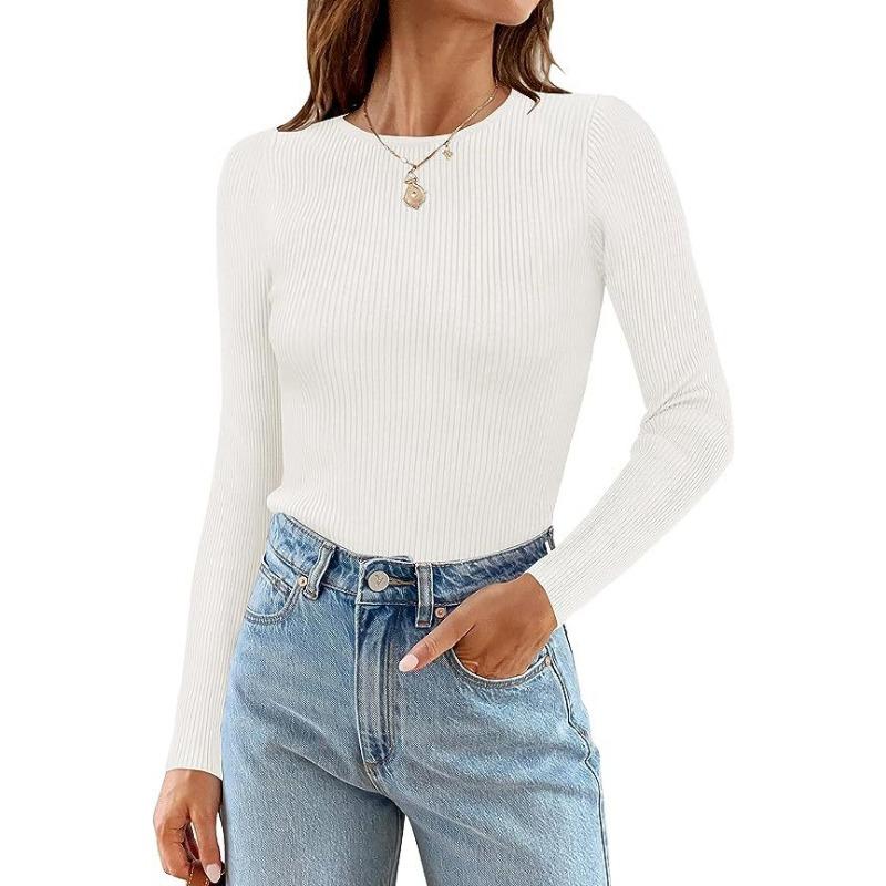 Jesienny i Zimowy Damski Podkoszulek w Paski z Długim Rękawem