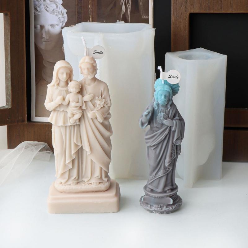 El Yapımı Sabun Alçı Reçine Aromaterapi Mum Silikon Kalıp Masaüstü Dekorasyonları için 3D Jesuses Silikon Mum Kalıbı