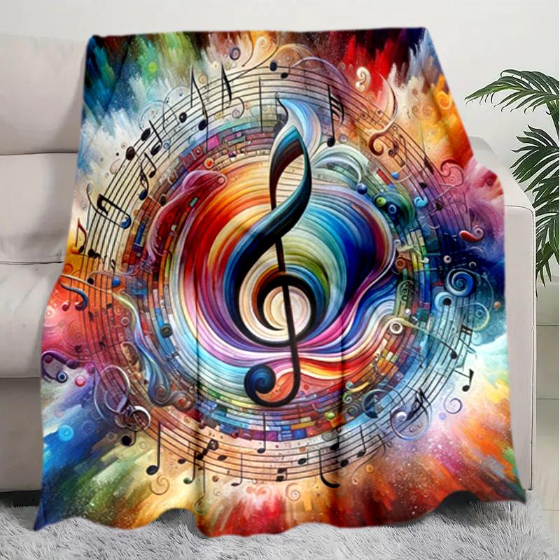 1PC Musical Symbols Music Printed Blanket, All Season Lightweight Home Office Outdoor Nap Multifunctional Blanket A19