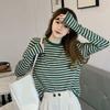 Large Size Striped Bottoming Shirt Long-sleeved T-shirt for Women In Autumn and Winter Fashionable and Versatile