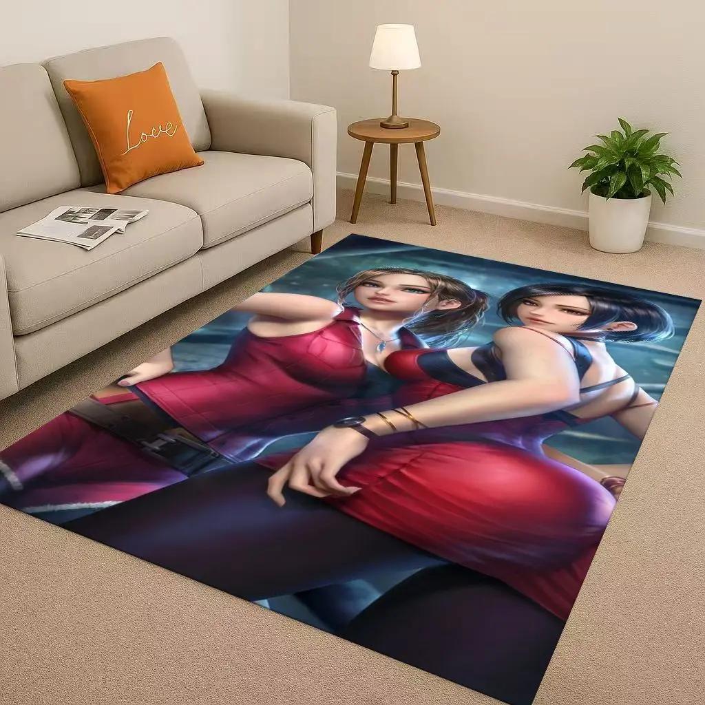 3D Leon R-Resident Evil Game Cartoon Living Room Non-Slip Area Rug Soft Carpet for Bedroom Playroom Sofa,Easy Clean Home Doormat