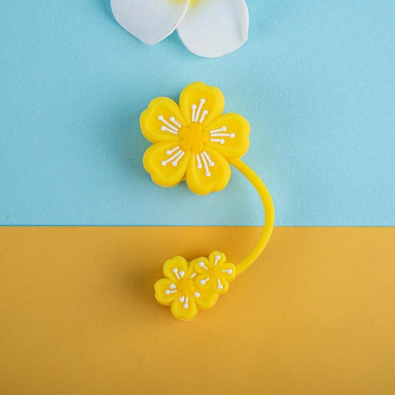 1PC/4Pcs Cute Flower Straw Covers Cap for Cup 40oz Tumbler Accessories Kawaii Silicone Straw Topper Protector Cap for 10mm Straw