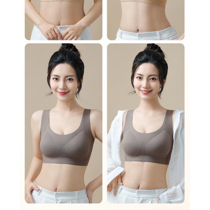 Women Seamless Breathable Thin Wireless Push Up Vest Style Plus Size Daily Bra