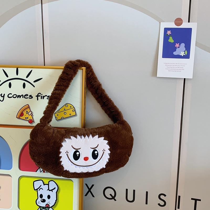 

New elf creative plush handbag cartoon portable storage bag коричневий