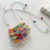 Mini Heart Beaded Square Matching Fashion Colorful Heartbeaded Square Bag Hand-Woven Beaded Color Messenger Bag Pearl Hand-Held Diagonal Cross Bag