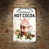 2D Flat, Vintage Hot Cocoa Tin Sign - 20.32x30.48 Cm Metal Wall Art with Whipped Cream & Marshmallow Design, Perfect for Restaur