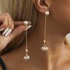 Sophisticated Pearl Geometric Earrings Gold Tassel Long Dangle Earrings For Women