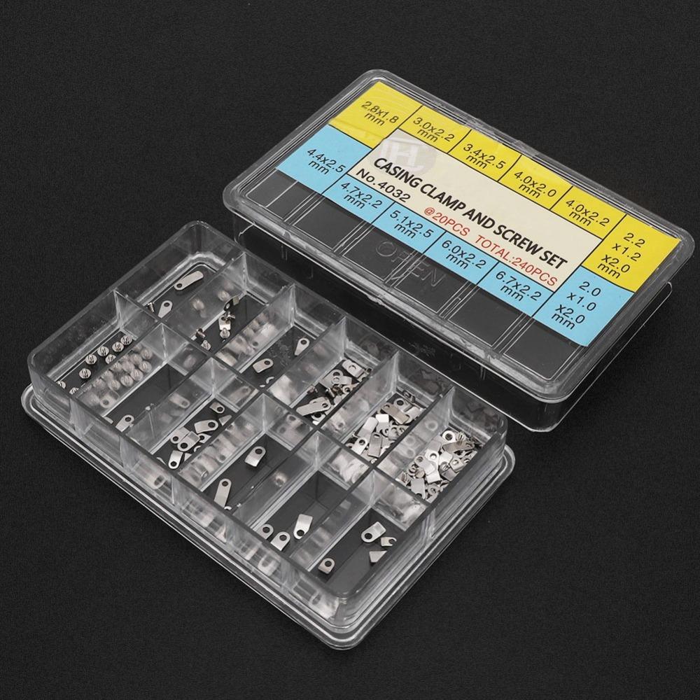 240PCS Set Watch Parts Securing Screws Assorted Size Watch Crown Parts Jewelry Repair