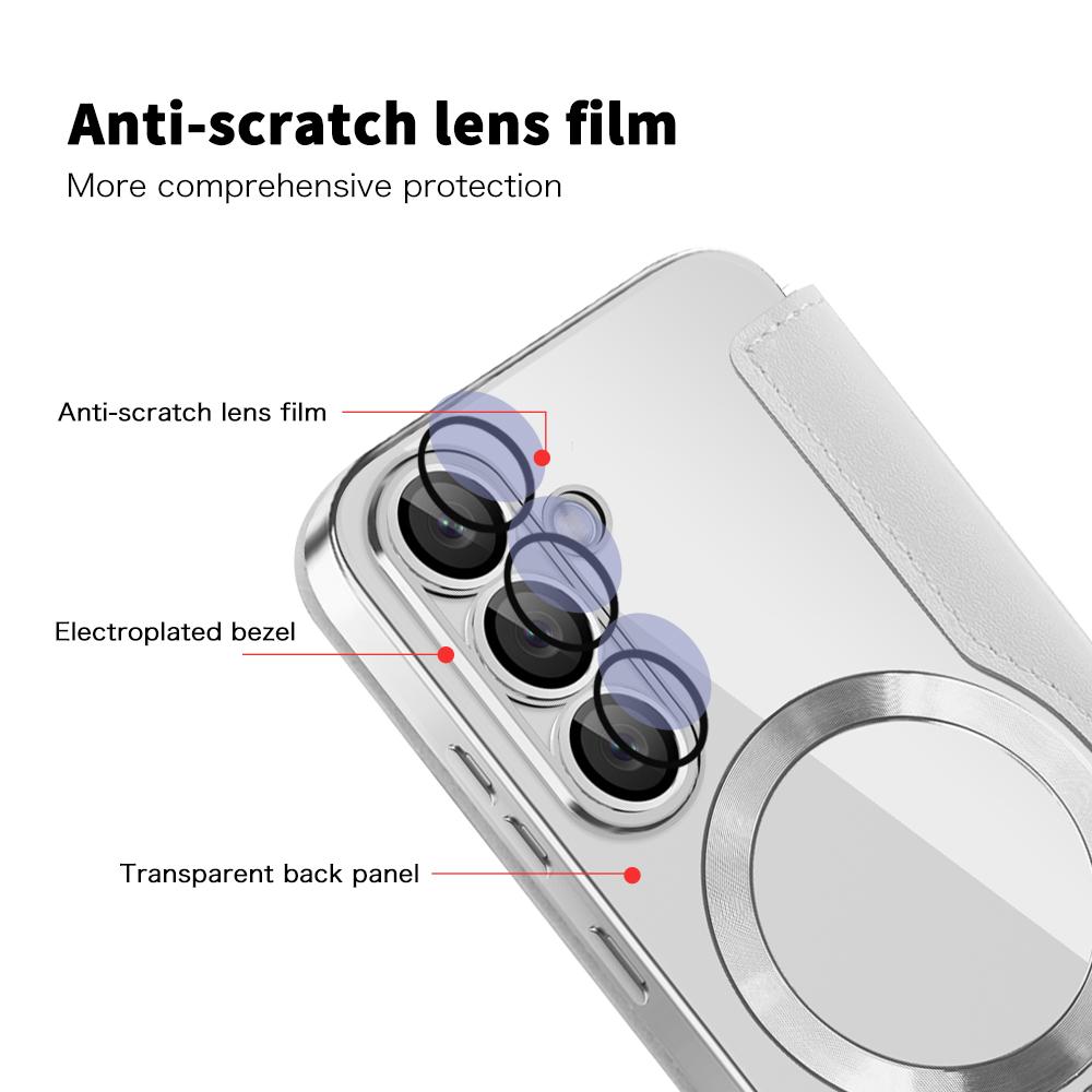 For Samsung Galaxy S25 Case Compatible with MagSafe RFID Blocking Leather Phone Cover