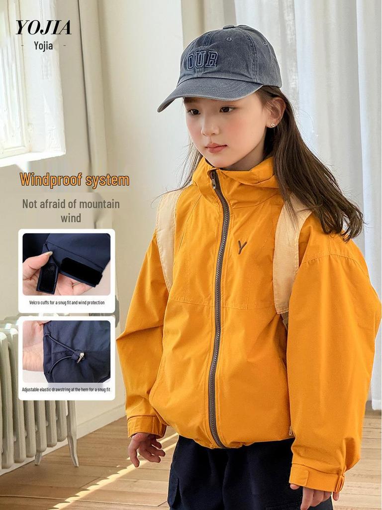 YOJIA Flickors 3-i-1 Avtagbar Vattentät Jacka - Trendig Höst/Vinter 2025 Vindjacka