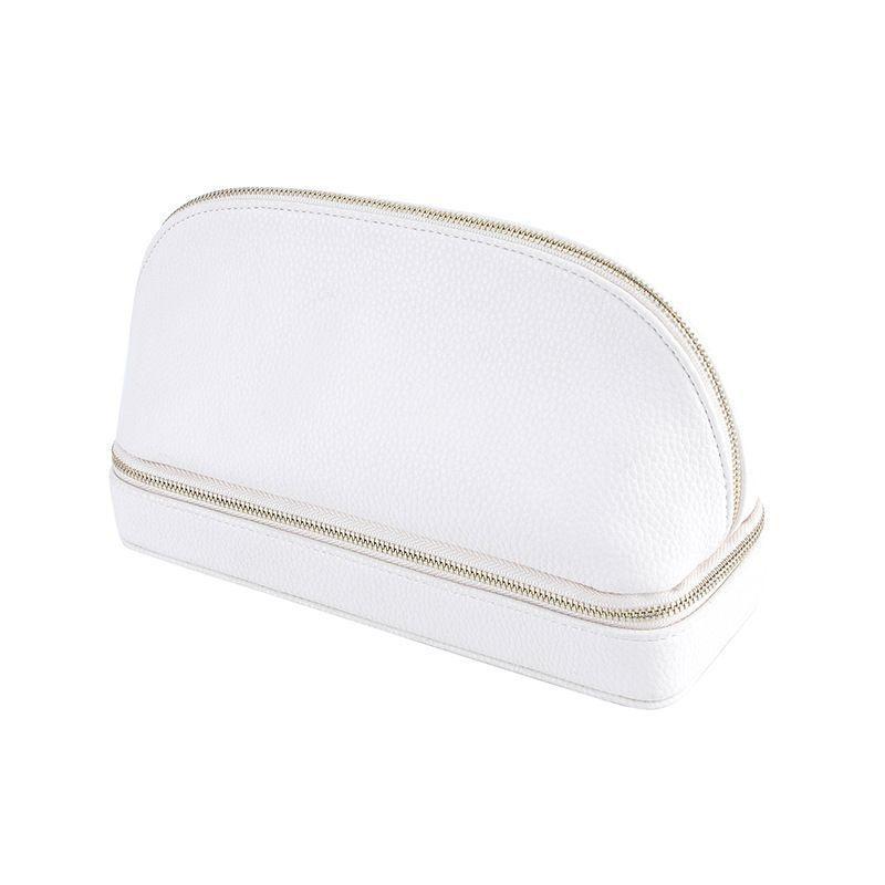 2 in 1 Make-up-Tasche mit Schmuck-Organizer-Etui PU-Leder Vielseitig Damen Reise Schmuckhalter Organizer Kosmetikpinsel-Etui
