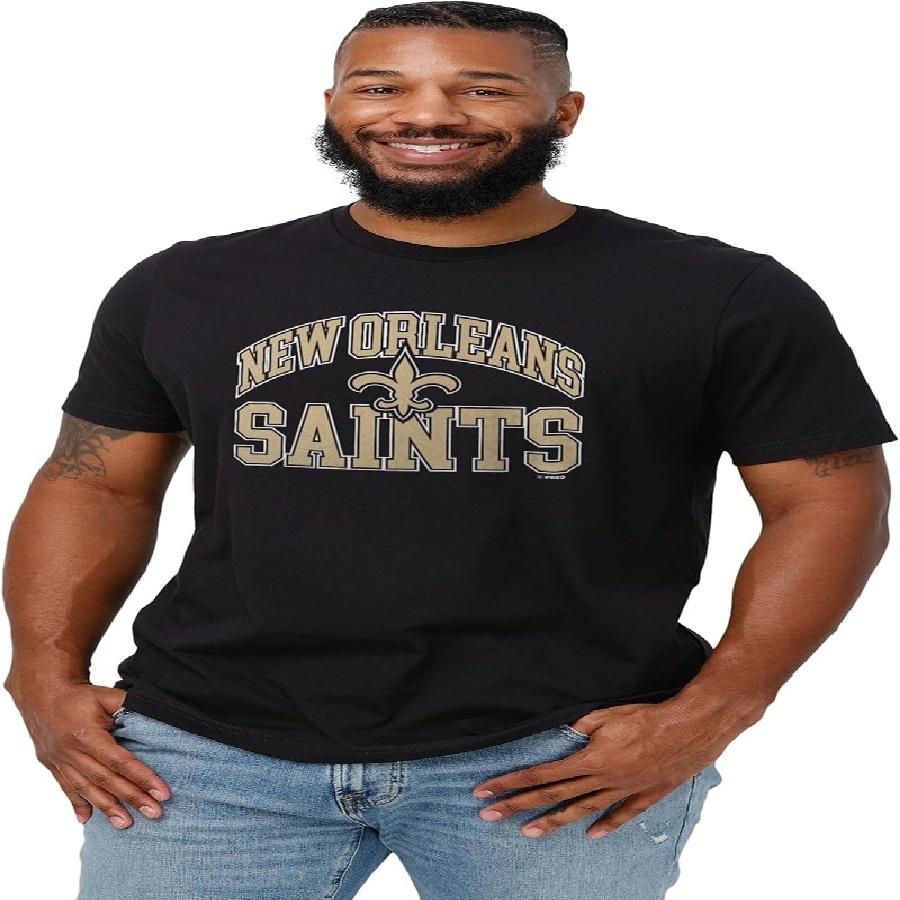 Футболка FOCO New Orleans Saints с арочным логотипом, черная, размер M S