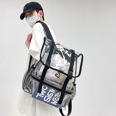Transparenter PVC Laptop Rucksack Wasserdicht Mode Studenten Schultaschen Unisex Große Kapazität Klarer Rucksack Stadionzugelassen