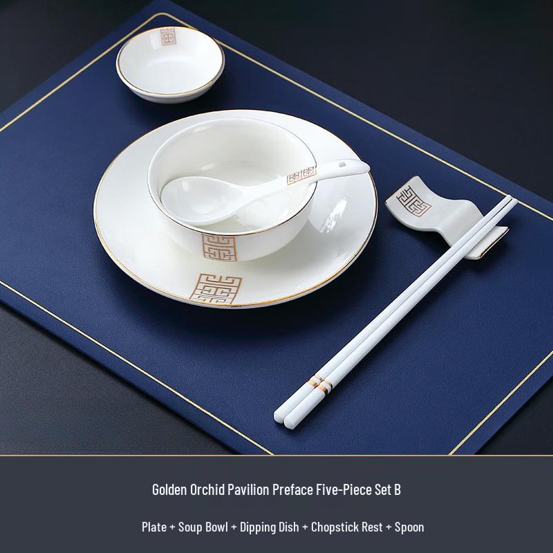 Golden Orchid Pavilion Bone China Dinnerware Set