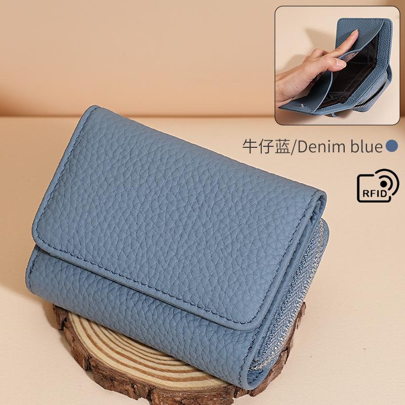 

Новый трехсекционный кожаный женский кошелек RFID многофункциональный кошелек из первого слоя коровьей кожи мини простой кошелек для мелочи
