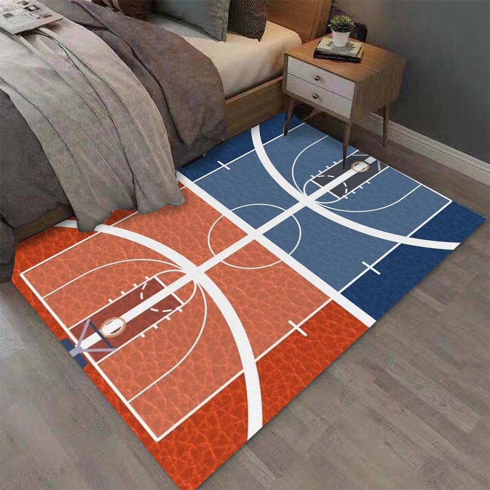 Vibrant Basketball Court Style Floor Mat Living Room Bedroom Home Non Slip Floor Mat Living Room Decoration Washable Carpet