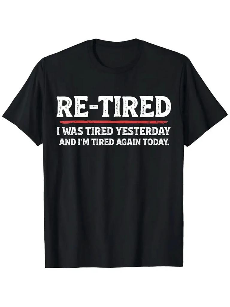 Funny Retired Tee Black Graphic Tee For Unisex Casual Short Sleeve Shirt Unisex Printed Tee With Retired Slogan Distressed