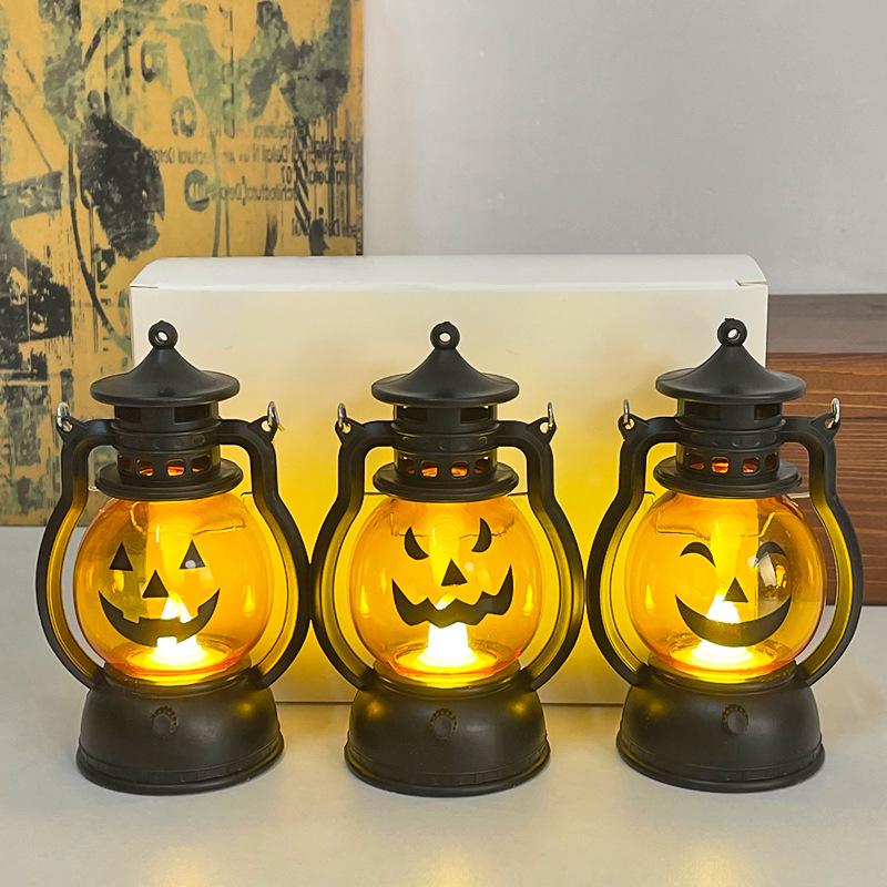 Portable Halloween Pumpkin & Skull Oil Lamp Decor