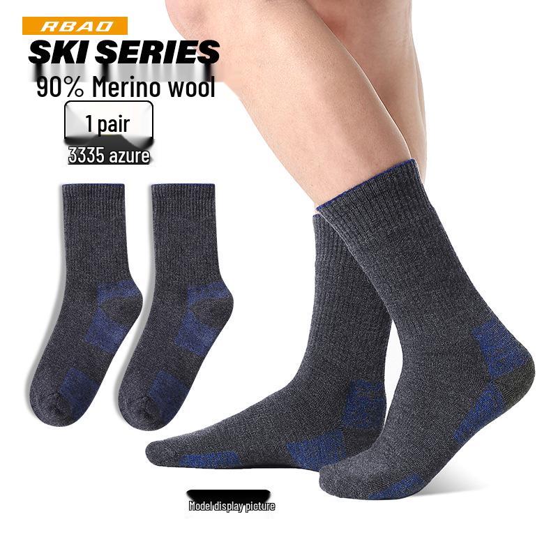 Mid-Calf Snow Mountain Thick Merino Wool Ski Socks - 90% Wool for Outdoor Sports