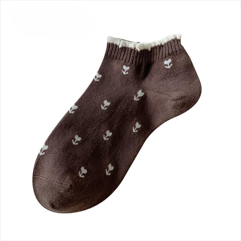 

Девочки Весна и Лето Ретро Милые Носки с Пузырьками и Тюльпанами 1 pair кофейный