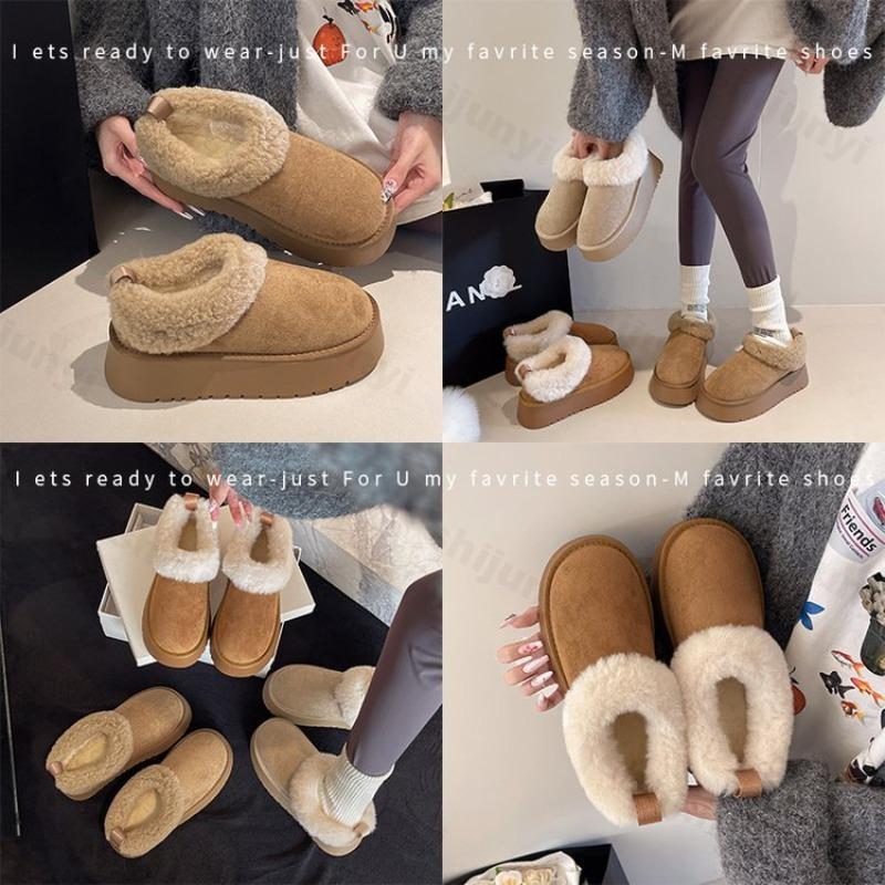 Winter Women Shoes 2026 Fashion Snow Boots Warm Fluffy Plush Faux Fur Soft Slippers Outdoor Indoor Comfortable Warm Home Shoes