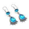 Swiss Blue Topaz Gemstone 925 Sterling Silver Earring 2.05"