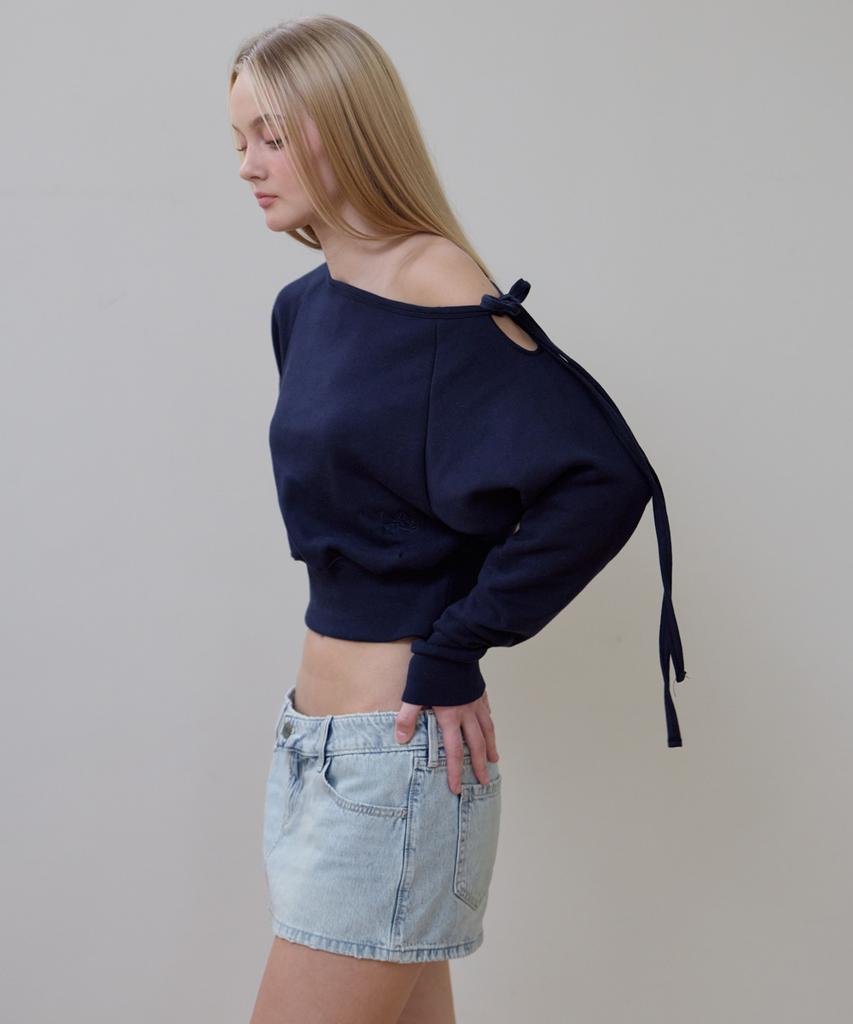Rosefranz Wide Off-Shoulder Sweatshirt [Navy]