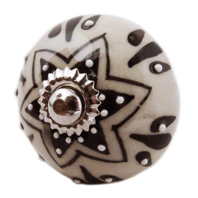 [A3136] - Ceramic Furniture Knob 'Boho' Gray Black Silver - 60x40 Mm