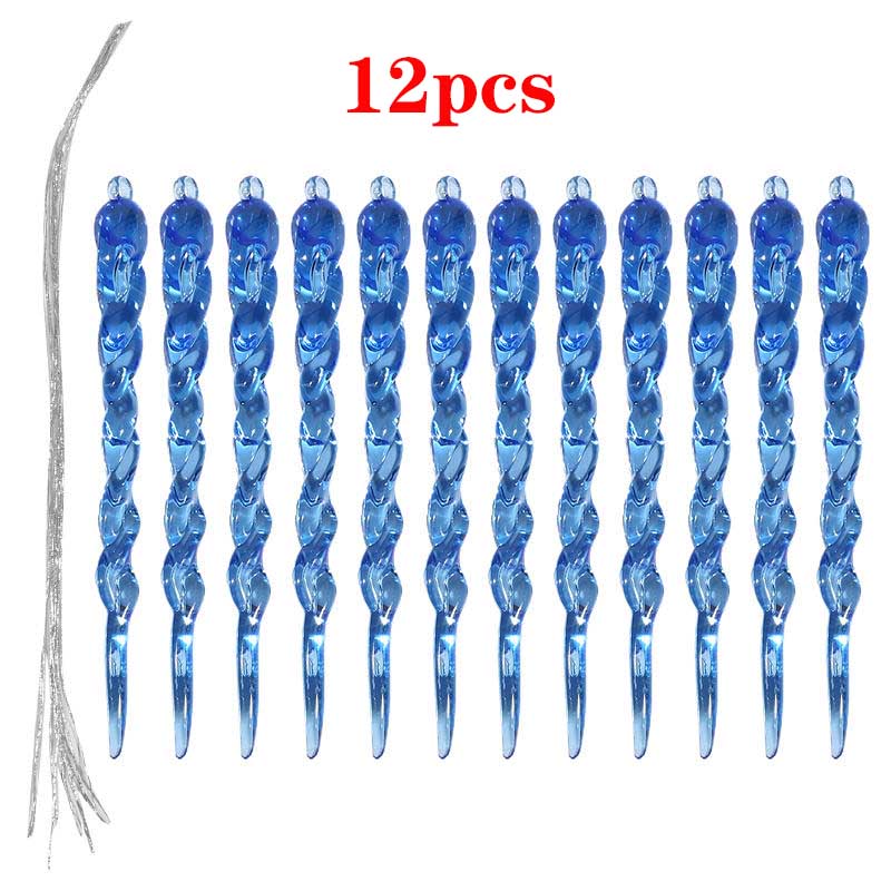 

12PCS 2025 Christmas Acrylic Ice Cone Pendants Christmas Party Xmas Tree DIY Decorative Hanging Ornaments Transparent Pendants