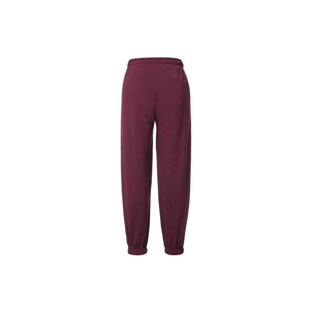 Jordan Solid Logo Patch Cotton Fleece Cuffed Pants Women Bottoms Cherrywood-Red DQ4608-645