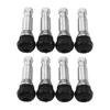 8PCS TR414 Chrome Tubeless Snap In Wheel Tire Valve Stems Rubber Dust Caps New