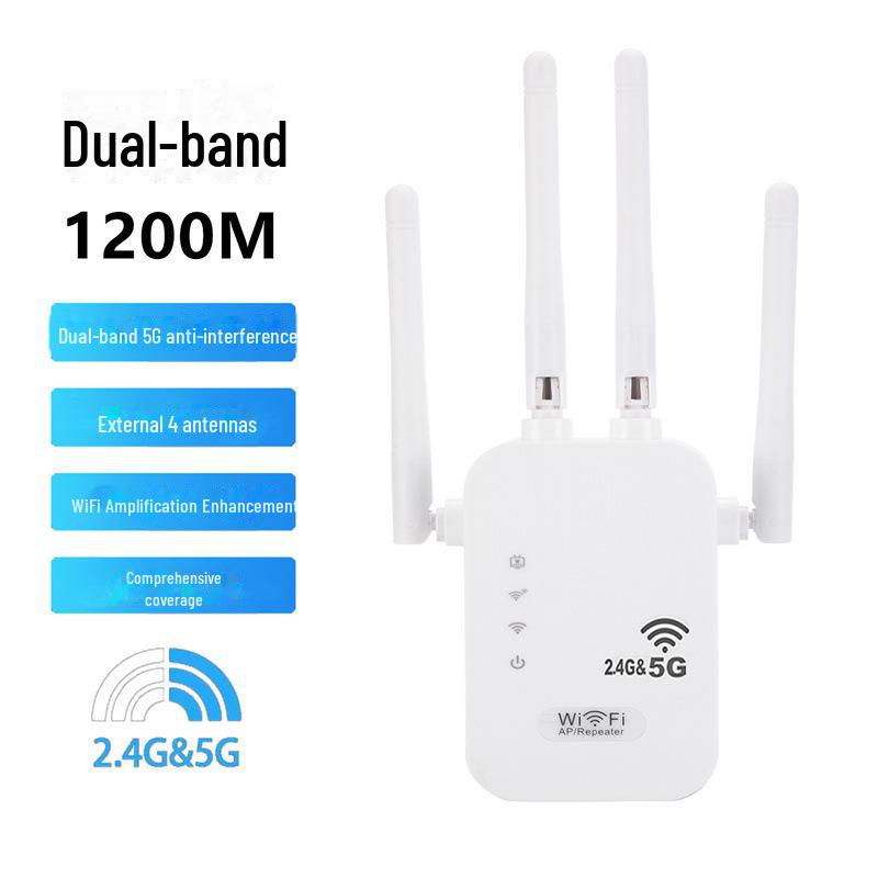 Dual-band 5G WiFi Repeater Signal Booster Amplifier - 1200M Range Extender
