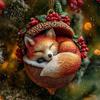 Detailed Woodland Animal Ornaments Pine Cone Christmas Ornaments 2D Flat Acrylic Forest Xmas Tree Pendant Retro Style Pendants Cute Hedgehog