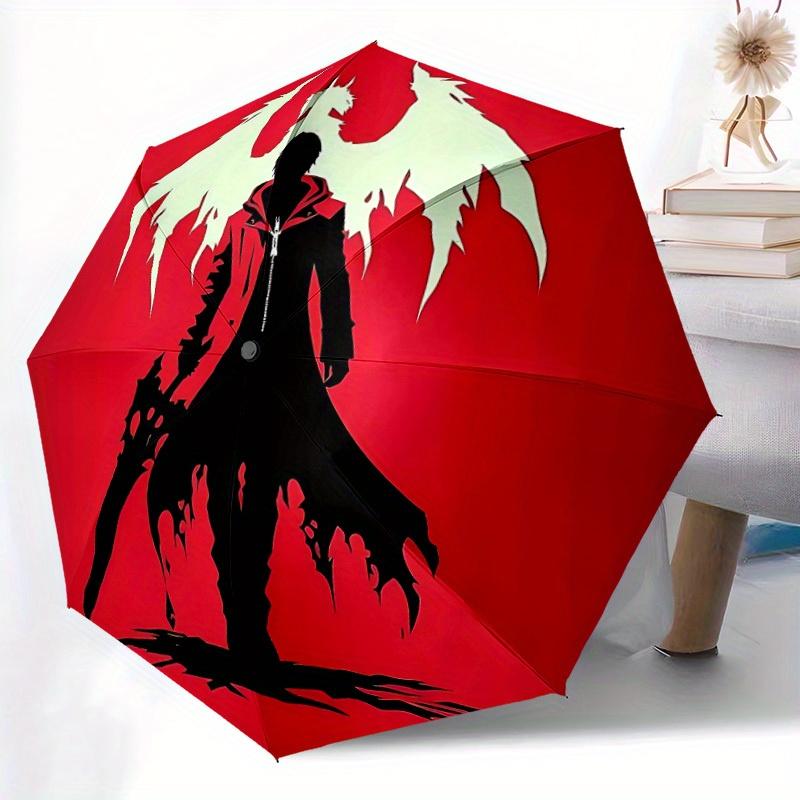 1pc Angel Wings, Red Circle Windproof Automatic Umbrella, Lightweight for Women/Men, Perfect Christmas Gift A0811262