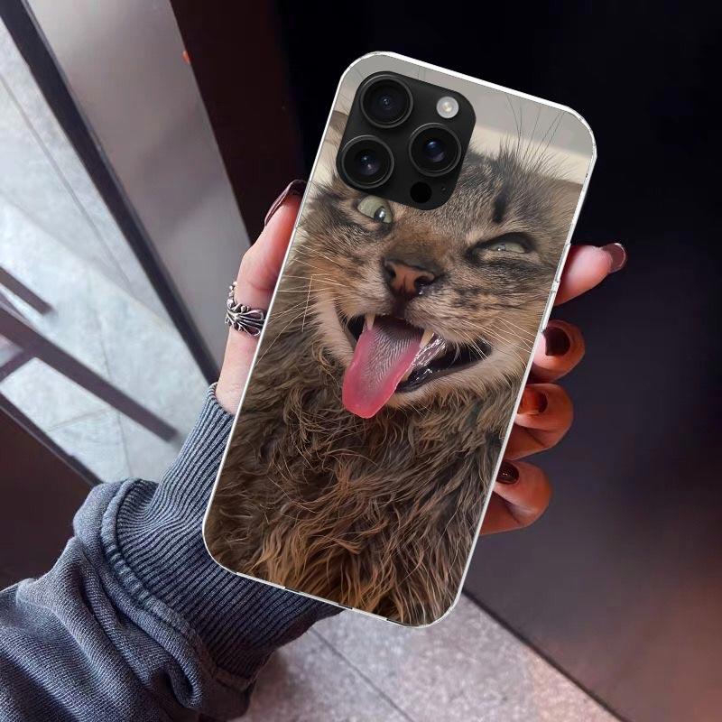 

Pet Cat Funny Memes Phone Case For iPhone 17 Air 11 13 Mini 14 15 Plus 16 12 Pro Max 16E SE 7 8 Pattern Soft TPU Back Cover 17 iPhone 13 Pro Max