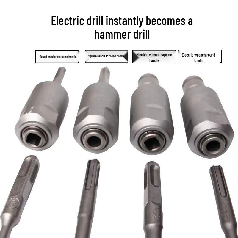 Electric Wrench Dual-Use Conversion Head: Round Handle, Square Handle, Two-Groove, Universal Impact Connector.