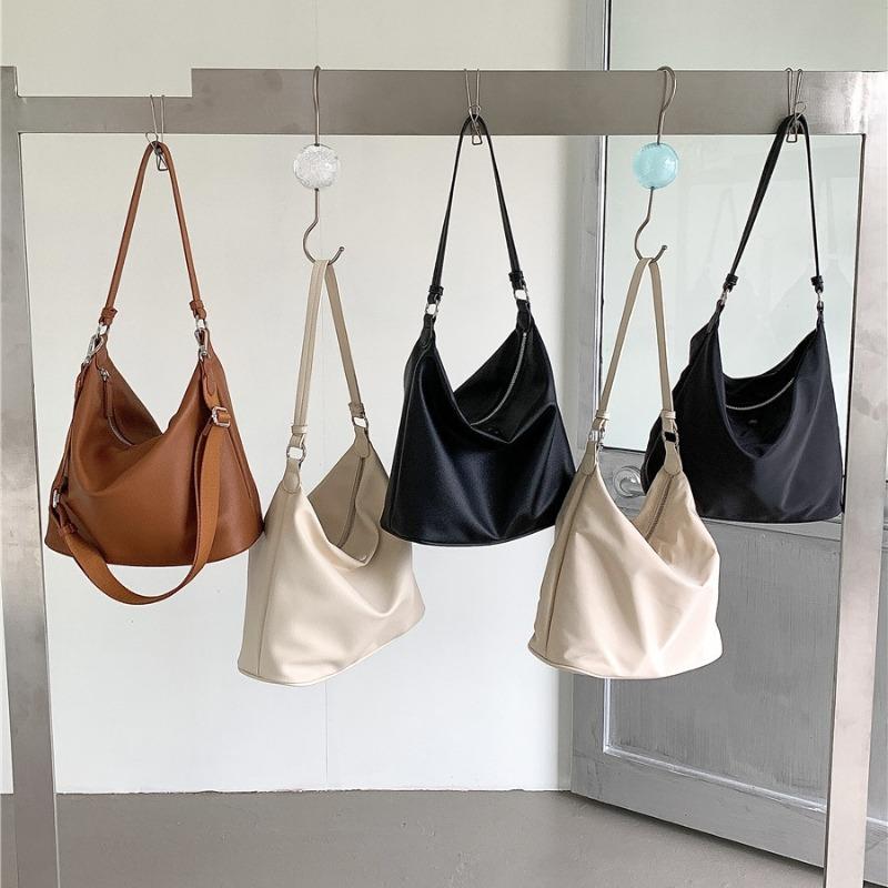 Soft leather commuter tote bag large capacity women's niche versatile shoulder nylon bag casual student messenger bag women