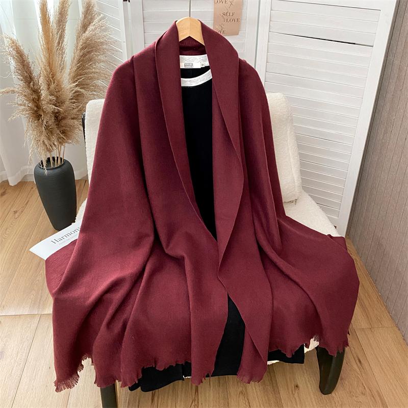 Winter Scarf For Women Cashmere Warm Solid Pashmina Blanket Wraps Female Thick Soft Bufanda Tassel Shawl Wrap Poncho Echarpe
