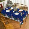 Christmas Polyester Tablecloth Snowman Print Lightweight Stain Resistant Dining Decor Long Table Cover