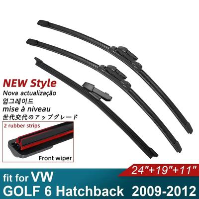 Double Rubber Car Wiper Blades for 2009-2012 VW GOLF 6 Hatchback Front Rear Windshield Wipers Accessories 2009 2010 2011 2012
