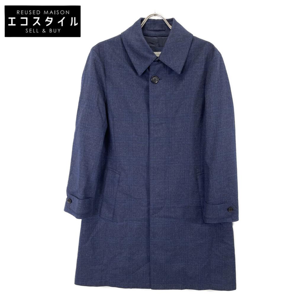 TOMORROWLAND PILGRIM Navy Wool Cashmere Flannel Soutien Collar Coat Coat 46 Navy checkUsed