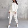 2 Pcs/Set Fall Spring Women Top Pants Set Long Sleeves O Neck