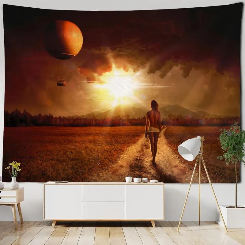 Cave Scenery Moon Pattern Tapestry Home Wall Decoration Tapestry Bedroom Living Room Tapestry
