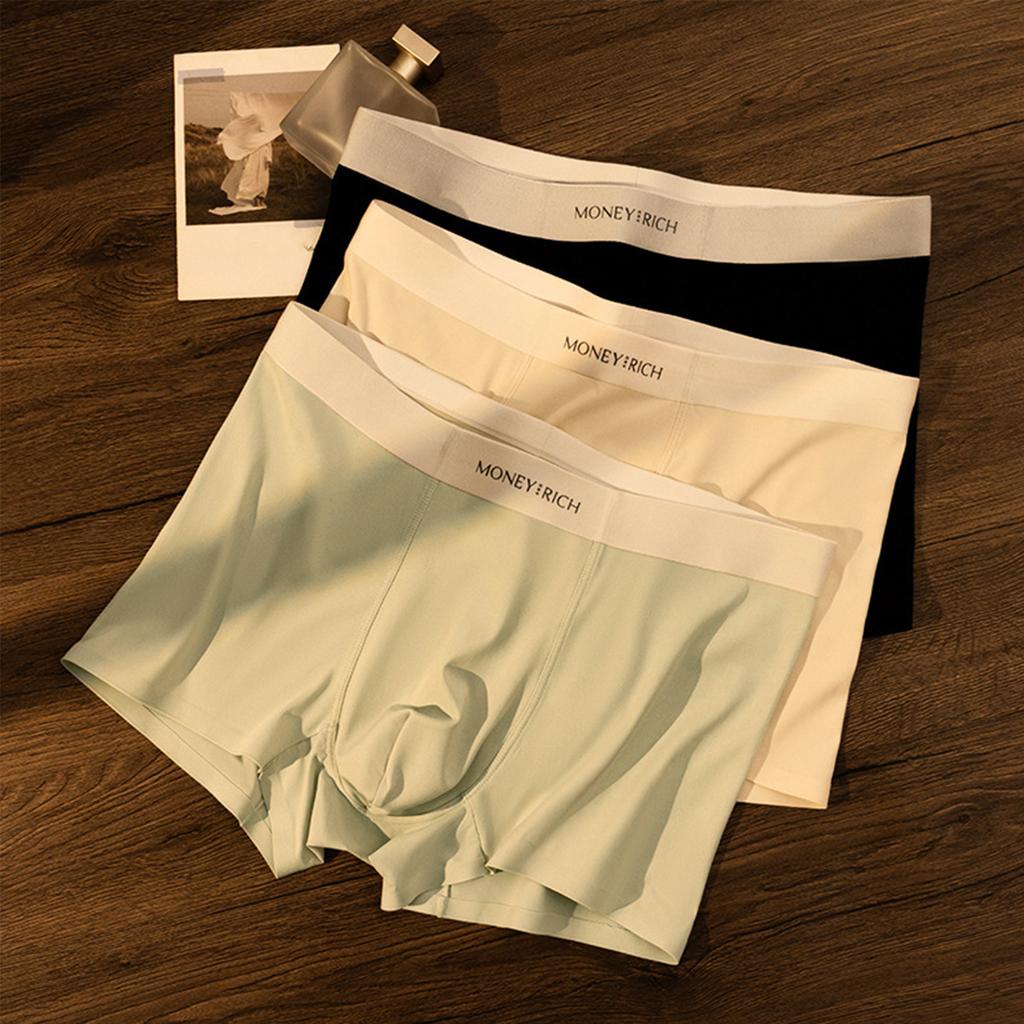 Men's Seamless Boxer Briefs Thin Breathable Underwear Lightweight Stretch Fabric Comfortable Fit 3-Pack Set