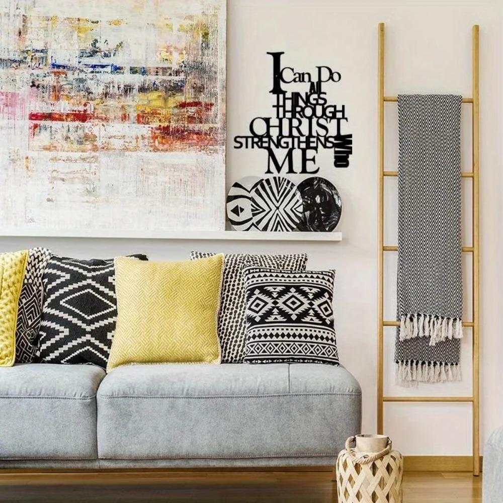 Wandbehang aus Metallkunst – Rahmenlose Dekoration mit Buchstabenmuster für Innenräume, Restaurants und Wohnzimmer