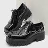 Niche platform derby shoes square head men's casual leather shoes retro spring 58001-J