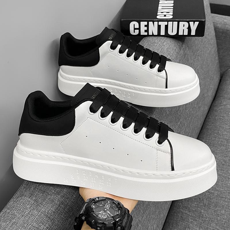 2026 Spring New Board Shoes Men's Casual Little White Shoes Sports Versatile Leather Surface Students Low-top Platform Sports Trendy Shoes